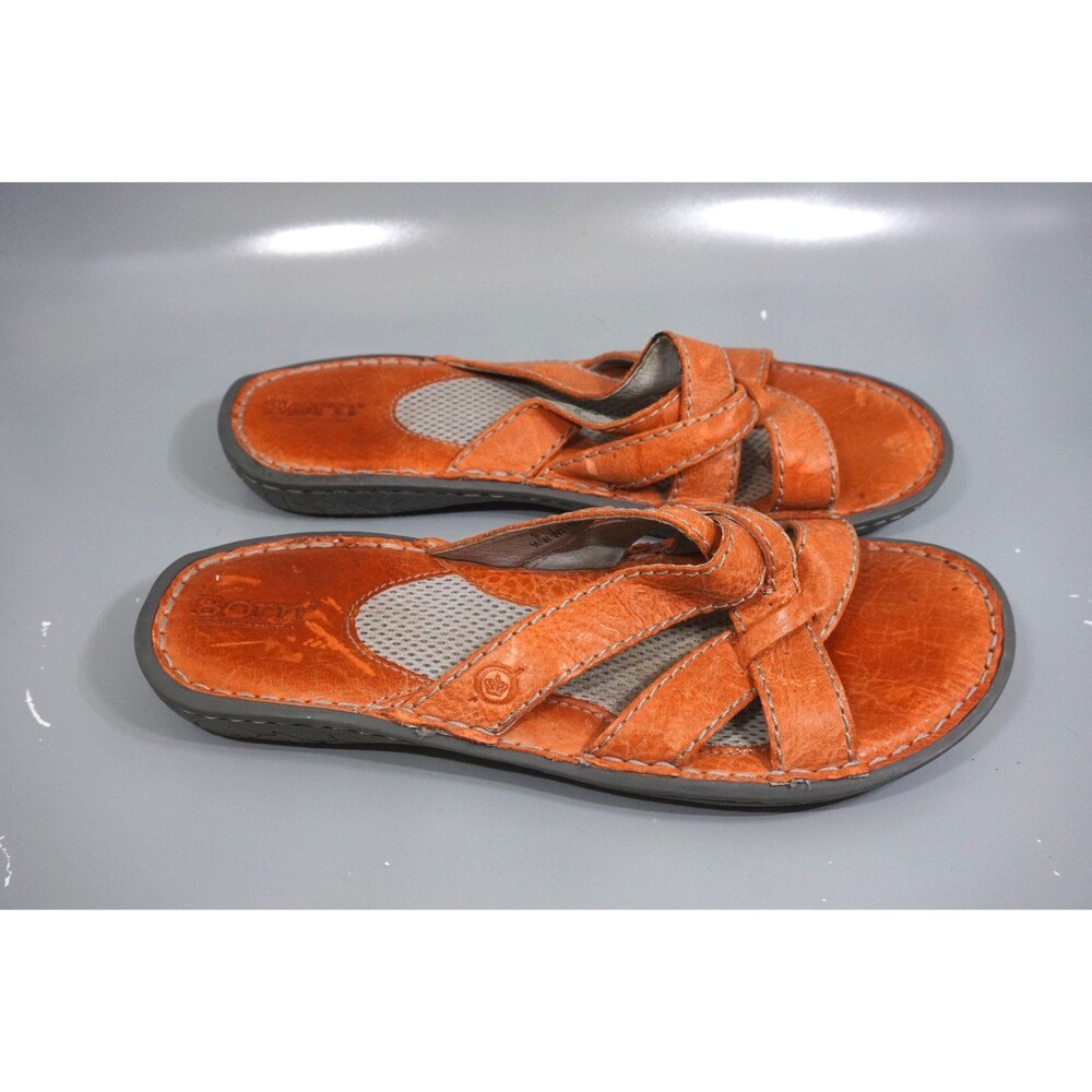 Born Leather Strappy Thong Sandals Coral Orange Size 9 EU 40.5 W71052 Slip On
